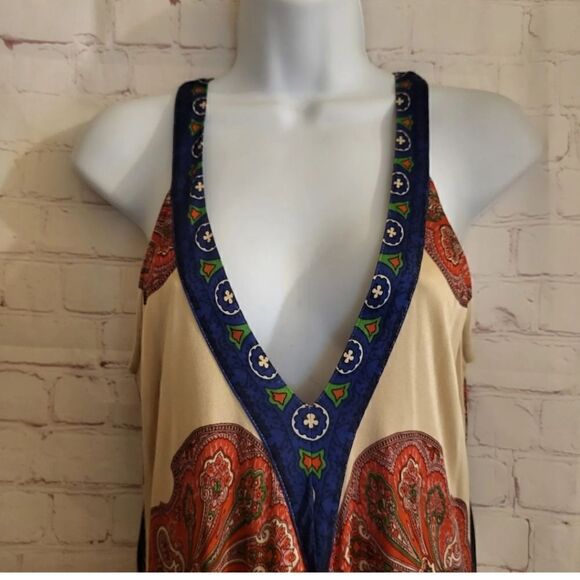NWT Leifnotes for Anthropologie Paisley Sleeveless Swing Dress Sz. XS ret $145 - Picture 2 of 7